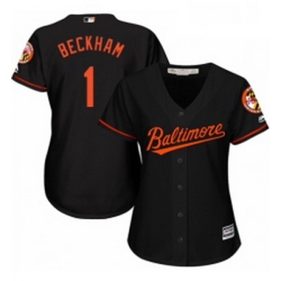 Womens Majestic Baltimore Orioles 1 Tim Beckham Replica Black Alternate Cool Base MLB Jersey Womens Majestic Baltimore Orioles 1 Tim Beckham Replica Black Alternate Cool Base MLB Jersey