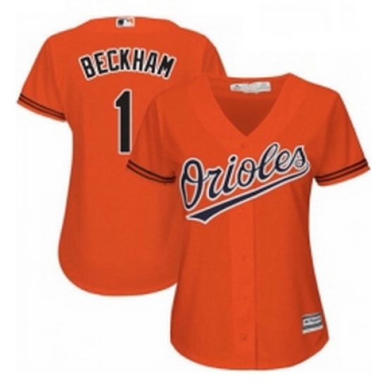 Womens Majestic Baltimore Orioles 1 Tim Beckham Replica Orange Alternate Cool Base MLB Jersey Womens Majestic Baltimore Orioles 1 Tim Beckham Replica Orange Alternate Cool Base MLB Jersey