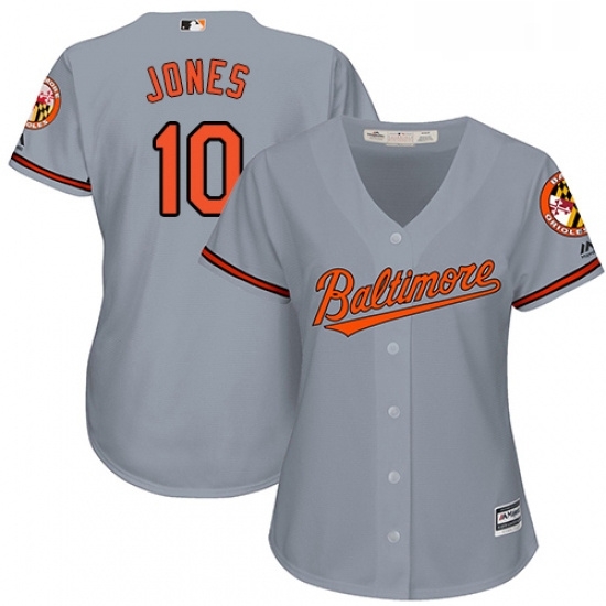 Womens Majestic Baltimore Orioles 10 Adam Jones Authentic Grey Road Cool Base MLB Jersey Womens Majestic Baltimore Orioles 10 Adam Jones Authentic Grey Road Cool Base MLB Jersey