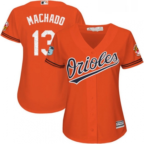 Womens Majestic Baltimore Orioles 13 Manny Machado Authentic Orange 2017 Spring Training Cool Base MLB Jersey Womens Majestic Baltimore Orioles 13 Manny Machado Authentic Orange 2017 Spring Training Cool Base MLB Jersey