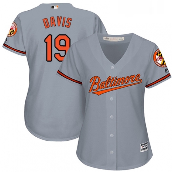 Womens Majestic Baltimore Orioles 19 Chris Davis Replica Grey Road Cool Base MLB Jersey Womens Majestic Baltimore Orioles 19 Chris Davis Replica Grey Road Cool Base MLB Jersey