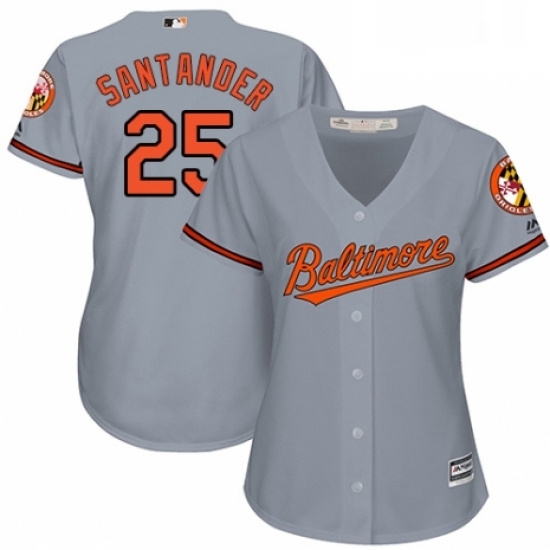 Womens Majestic Baltimore Orioles 25 Anthony Santander Replica Grey Road Cool Base MLB Jersey Womens Majestic Baltimore Orioles 25 Anthony Santander Replica Grey Road Cool Base MLB Jersey
