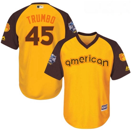 Youth Majestic Baltimore Orioles 45 Mark Trumbo Authentic Yellow 2016 All Star American League BP Cool Base MLB Jersey Youth Majestic Baltimore Orioles 45 Mark Trumbo Authentic Yellow 2016 All Star American League BP Cool Base MLB Jersey