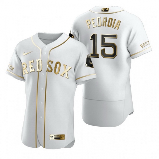Boston Red Sox 15 Dustin Pedroia White Nike Mens Authentic Golden Edition MLB Jersey Boston Red Sox 15 Dustin Pedroia White Nike Mens Authentic Golden Edition MLB Jersey