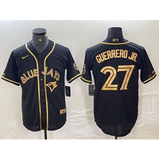 MLB Blue Jays 27 Vladimir Guerrero Jr Black Gold Nike Cool Base Men Jersey MLB Blue Jays 27 Vladimir Guerrero Jr Black Gold Nike Cool Base Men Jersey