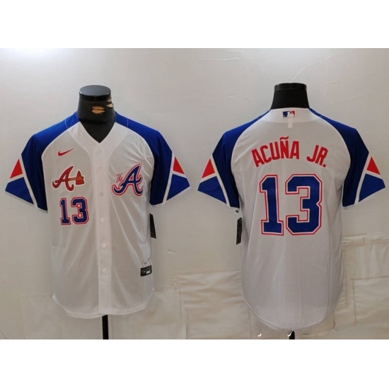 MLB Braves 13 Ronald Acuna White City Connect Cool Base Men Jersey 3 MLB Braves 13 Ronald Acuna White City Connect Cool Base Men Jersey 3