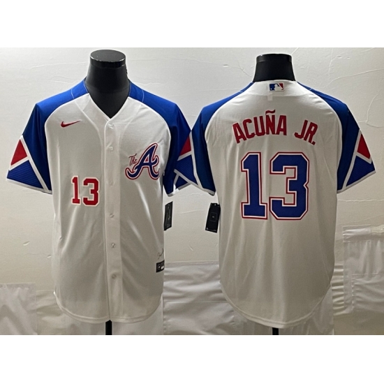 MLB Braves 13 Ronald Acuna White City Connect Cool Base Men Jersey 6 MLB Braves 13 Ronald Acuna White City Connect Cool Base Men Jersey 6