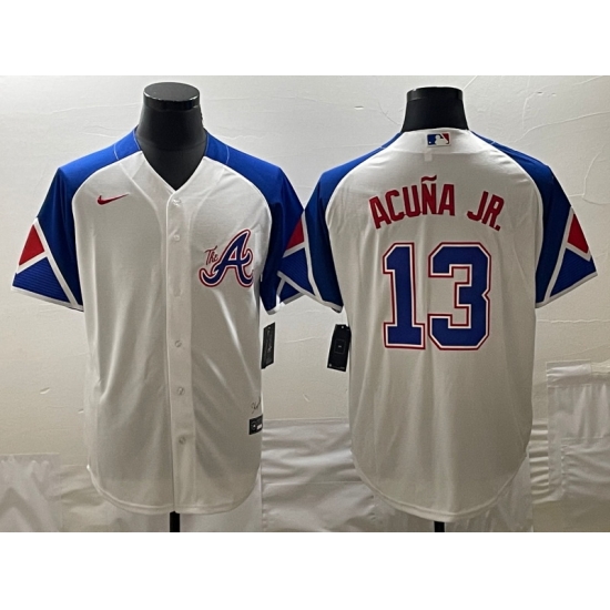 MLB Braves 13 Ronald Acuna White City Connect Cool Base Men Jersey 9 MLB Braves 13 Ronald Acuna White City Connect Cool Base Men Jersey 9