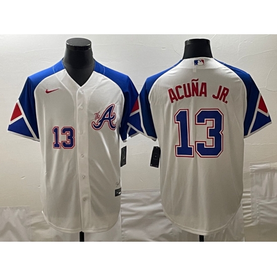 MLB Braves 13 Ronald Acuna White City Connect Nike Cool Base Men Jersey MLB Braves 13 Ronald Acuna White City Connect Nike Cool Base Men Jersey