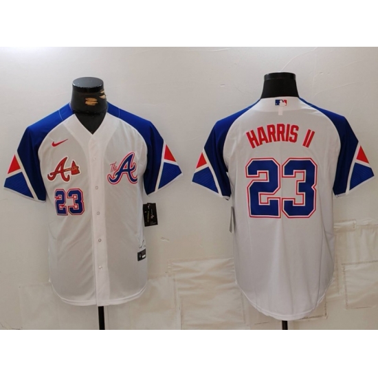 MLB Braves 23 Harris II White City Connect Cool Base Men Jersey 1 MLB Braves 23 Harris II White City Connect Cool Base Men Jersey 1