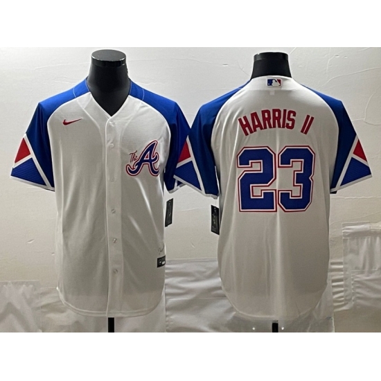 MLB Braves 23 Harris II White City Connect Cool Base Men Jersey 5 MLB Braves 23 Harris II White City Connect Cool Base Men Jersey 5