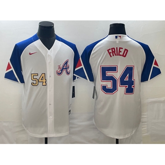 MLB Braves 54 Max Fried White City Connect Nike Cool Base Men Jersey MLB Braves 54 Max Fried White City Connect Nike Cool Base Men Jersey