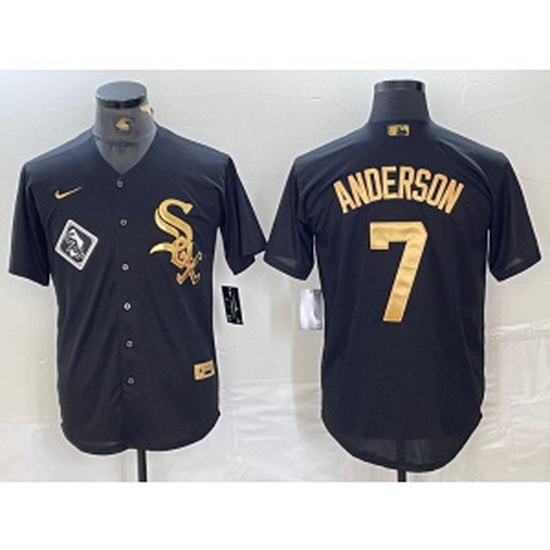 MLB White Sox 7 Tim Anderson Black Gold Nike Cool Base Men Jersey MLB White Sox 7 Tim Anderson Black Gold Nike Cool Base Men Jersey