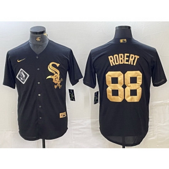 MLB White Sox 88 Luis Robert Black Gold Nike Cool Base Men Jersey MLB White Sox 88 Luis Robert Black Gold Nike Cool Base Men Jersey
