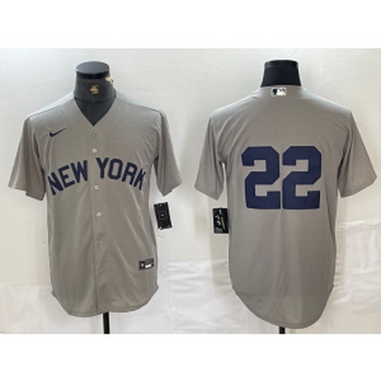 MLB Yankees 22 Soto Gray Nike Cool Base Men Jersey MLB Yankees 22 Soto Gray Nike Cool Base Men Jersey