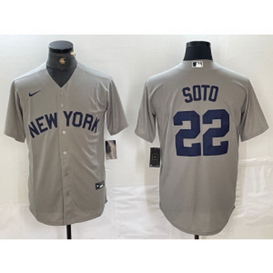 MLB Yankees 22 Soto Grey Nike Cool Base Men Jersey MLB Yankees 22 Soto Grey Nike Cool Base Men Jersey