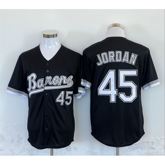 Men Birmingham Barons 45 Michael Jordan Black Throwback Stitched Baseball Jersey Men Birmingham Barons 45 Michael Jordan Black Throwback Stitched Baseball Jersey