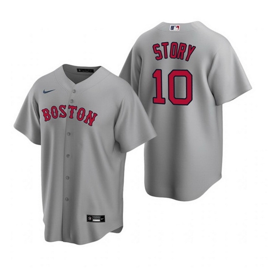 Men Boston Red Sox 10 Trevor Story Grey Cool Base Stitched Baseball jersey Men Boston Red Sox 10 Trevor Story Grey Cool Base Stitched Baseball jersey