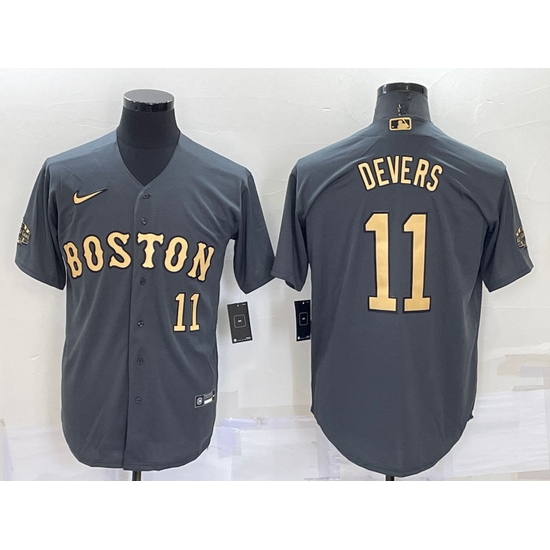 Men Boston Red Sox 11 Rafael Devers 2022 All Star Charcoal Cool Base Stitched Jersey Men Boston Red Sox 11 Rafael Devers 2022 All Star Charcoal Cool Base Stitched Jersey