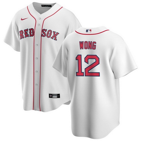 Men Boston Red Sox 12 Connor Wong White Cool Base Stitched Jersey Men Boston Red Sox 12 Connor Wong White Cool Base Stitched Jersey