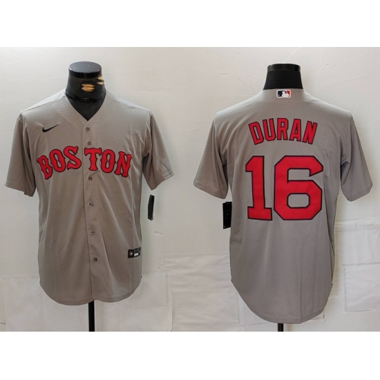 Men Boston Red Sox 16 Jarren Duran Grey Stitched Baseball Jersey Men Boston Red Sox 16 Jarren Duran Grey Stitched Baseball Jersey