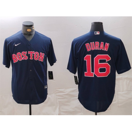 Men Boston Red Sox 16 Jarren Duran Navy Stitched Baseball Jersey Men Boston Red Sox 16 Jarren Duran Navy Stitched Baseball Jersey