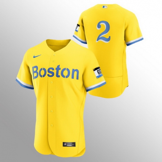 Men Boston Red Sox 2 Xander Bogaerts Men Nike 2021 City Connect Gold Authentic MLB Jersey No Name Men Boston Red Sox 2 Xander Bogaerts Men Nike 2021 City Connect Gold Authentic MLB Jersey No Name