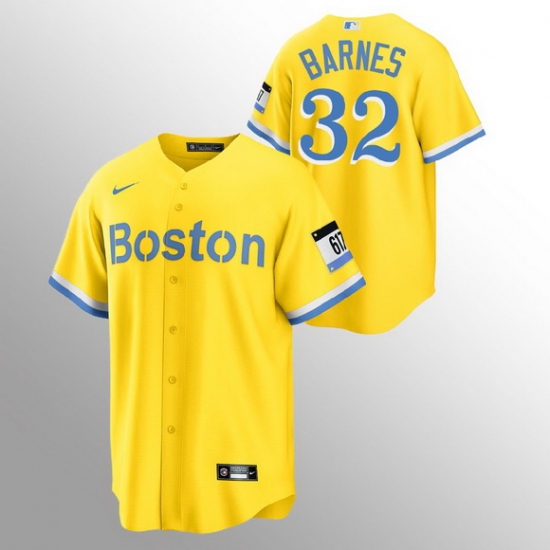 Men Boston Red Sox 32 Matt Barnes Men Nike 2021 City Connect Gold Fans Version MLB Jersey Men Boston Red Sox 32 Matt Barnes Men Nike 2021 City Connect Gold Fans Version MLB Jersey
