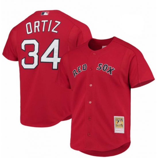 Men Boston Red Sox 34 David Ortiz Red Mitchell Ness Cooperstown Stitched Jersey Men Boston Red Sox 34 David Ortiz Red Mitchell Ness Cooperstown Stitched Jersey