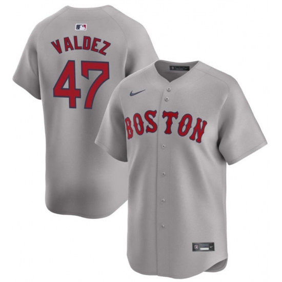 Men Boston Red Sox 47 Enmanuel Valdez Grey Cool Base Stitched Baseball Jersey Men Boston Red Sox 47 Enmanuel Valdez Grey Cool Base Stitched Baseball Jersey