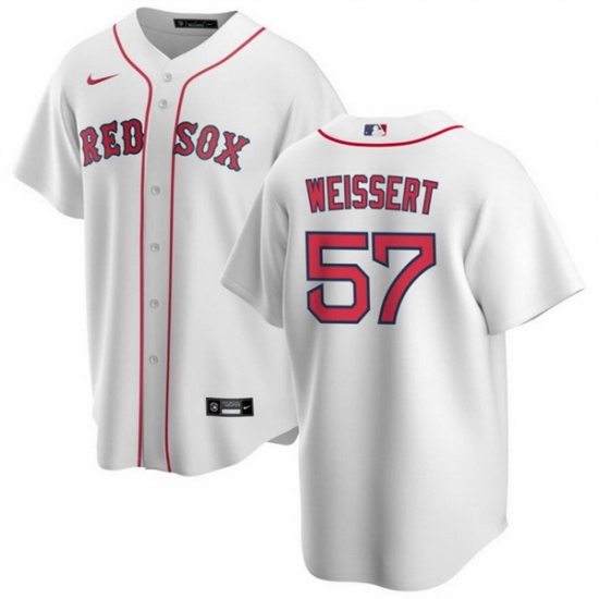 Men Boston Red Sox 57 Greg Weissert White Cool Base Stitched Baseball Jersey Men Boston Red Sox 57 Greg Weissert White Cool Base Stitched Baseball Jersey