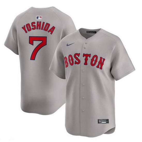 Men Boston Red Sox 7 Masataka Yoshida Gray 2024 Away Limited Cool Base Stitched Baseball Jersey Men Boston Red Sox 7 Masataka Yoshida Gray 2024 Away Limited Cool Base Stitched Baseball Jersey