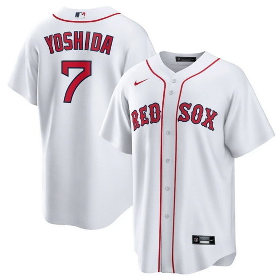 Men Boston Red Sox 7 Masataka Yoshida White Cool Base Stitched Jersey Men Boston Red Sox 7 Masataka Yoshida White Cool Base Stitched Jersey