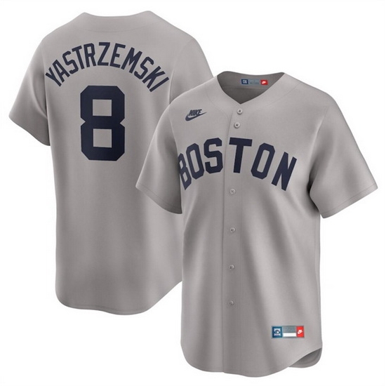 Men Boston Red Sox 8 Carl Yastrzemski Grey Cooperstown Collection Limited Stitched Baseball Jersey Men Boston Red Sox 8 Carl Yastrzemski Grey Cooperstown Collection Limited Stitched Baseball Jersey
