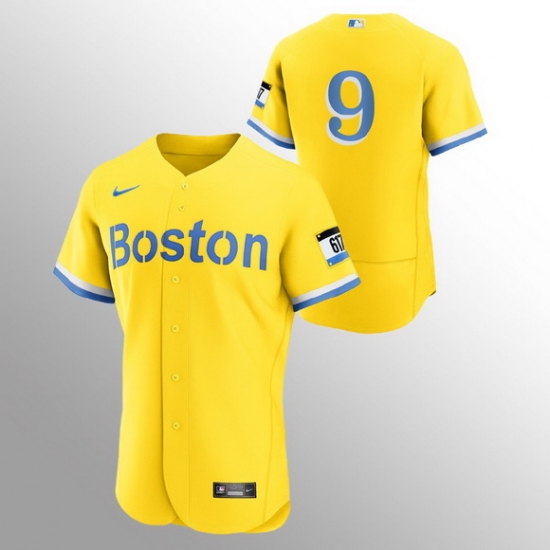 Men Boston Red Sox 9 Ted Williams Men Nike 2021 City Connect Gold Authentic MLB Jersey No Name Men Boston Red Sox 9 Ted Williams Men Nike 2021 City Connect Gold Authentic MLB Jersey No Name