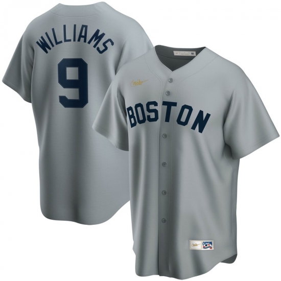 Men Boston Red Sox 9 Ted Williams Nike Road Cooperstown Collection Player MLB Jersey Gray Men Boston Red Sox 9 Ted Williams Nike Road Cooperstown Collection Player MLB Jersey Gray