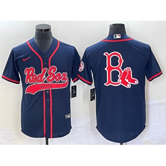 Men Boston Red Sox Blank Navy With Logo In Back Cool Base Stitched Baseball Jersey Men Boston Red Sox Blank Navy With Logo In Back Cool Base Stitched Baseball Jersey