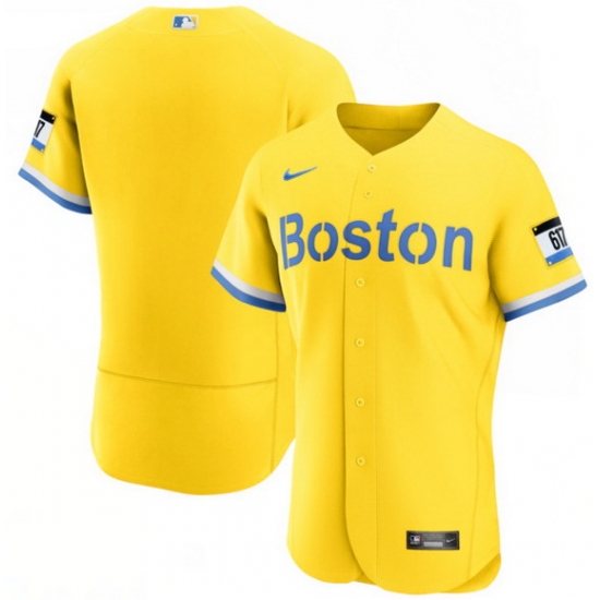 Men Boston Red Sox Nike Gold Light Blue 2021 City Connect Authentic Jersey Men Boston Red Sox Nike Gold Light Blue 2021 City Connect Authentic Jersey