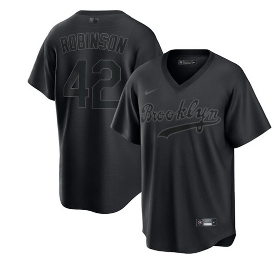 Men Brooklyn Dodgers 42 Jackie Robinson Black Pitch Black Fashion Replica Stitched Jersey Men Brooklyn Dodgers 42 Jackie Robinson Black Pitch Black Fashion Replica Stitched Jersey