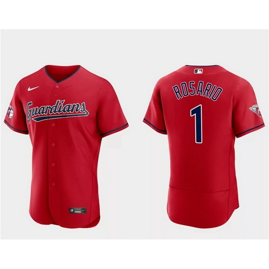 Men Cleveland Guardians 1 Amed Rosario Red Flex Base Stitched Jersey Men Cleveland Guardians 1 Amed Rosario Red Flex Base Stitched Jersey