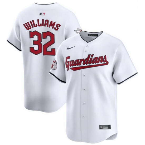 Men Cleveland Guardians 32 Gavin Williams White Cool Base Stitched Baseball Jersey Men Cleveland Guardians 32 Gavin Williams White Cool Base Stitched Baseball Jersey