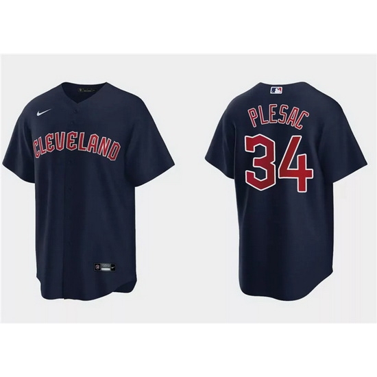 Men Cleveland Guardians 34 Zach Plesac Navy Cool Base Stitched Jersey Men Cleveland Guardians 34 Zach Plesac Navy Cool Base Stitched Jersey