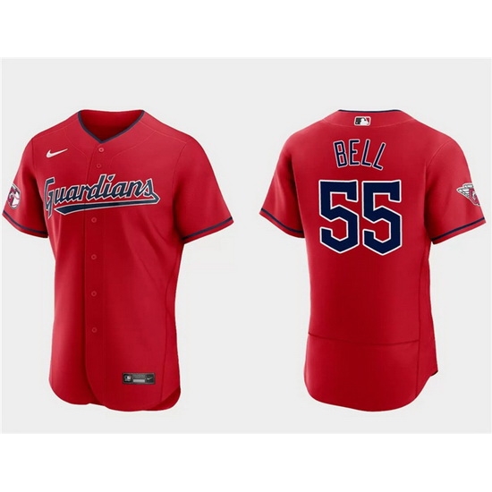 Men Cleveland Guardians 55 Josh Bell Red Flex Base Stitched Jersey Men Cleveland Guardians 55 Josh Bell Red Flex Base Stitched Jersey