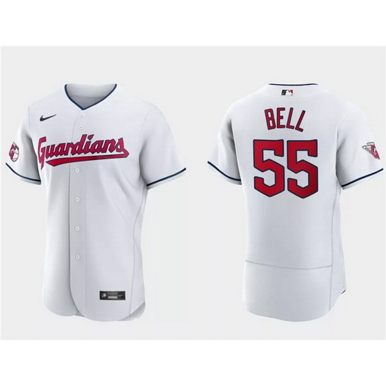 Men Cleveland Guardians 55 Josh Bell White Flex Base Stitched Jersey Men Cleveland Guardians 55 Josh Bell White Flex Base Stitched Jersey