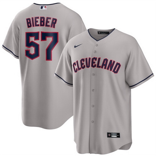 Men Cleveland Guardians 57 Shane Bieber Grey Cool Base Stitched Jersey Men Cleveland Guardians 57 Shane Bieber Grey Cool Base Stitched Jersey