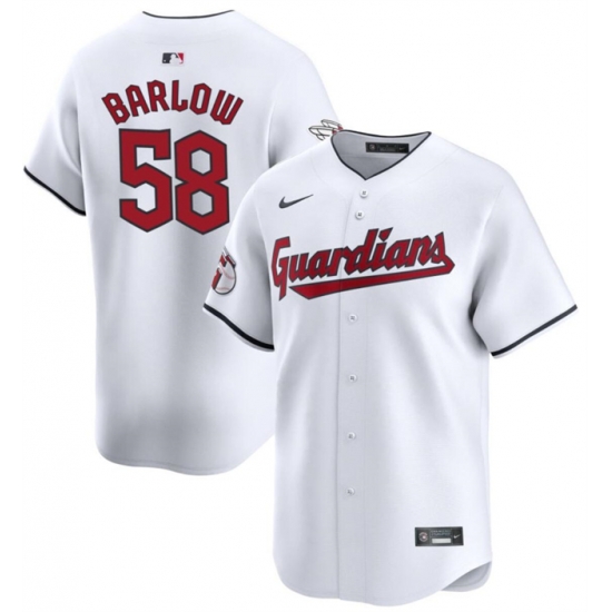 Men Cleveland Guardians 58 Scott Barlow White Home Limited Stitched Baseball Jersey Men Cleveland Guardians 58 Scott Barlow White Home Limited Stitched Baseball Jersey