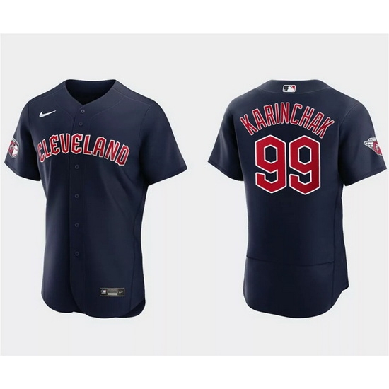 Men Cleveland Guardians 99 James Karinchak Navy Flex Base Stitched Jersey Men Cleveland Guardians 99 James Karinchak Navy Flex Base Stitched Jersey