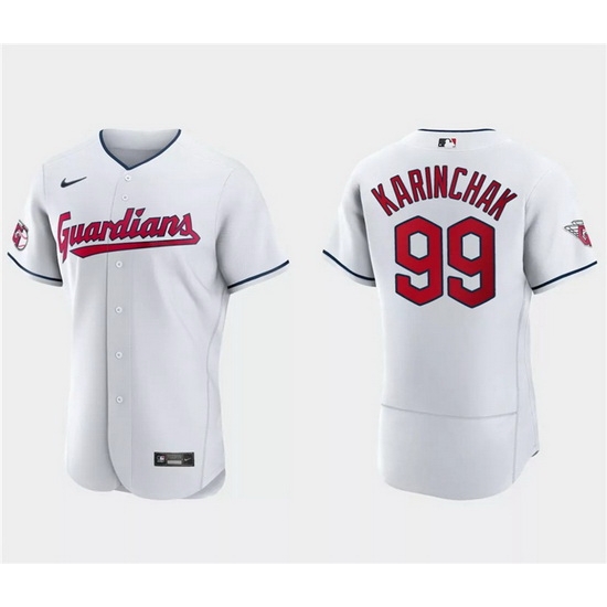 Men Cleveland Guardians 99 James Karinchak White Flex Base Stitched Jersey Men Cleveland Guardians 99 James Karinchak White Flex Base Stitched Jersey