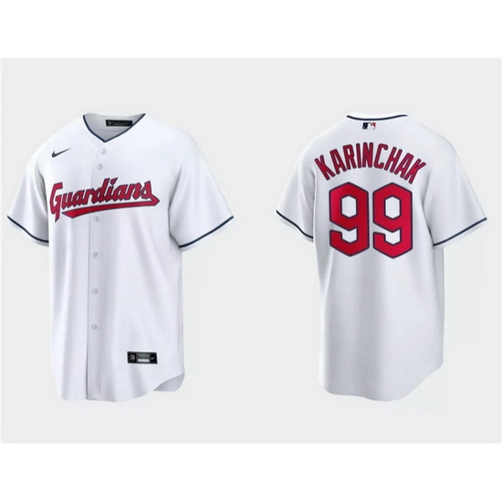 Men Cleveland Guardians 99James Karinchak White Cool Base Stitched Jersey Men Cleveland Guardians 99James Karinchak White Cool Base Stitched Jersey