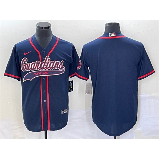 Men Cleveland Guardians Blank Navy Cool Base Stitched Jersey Men Cleveland Guardians Blank Navy Cool Base Stitched Jersey